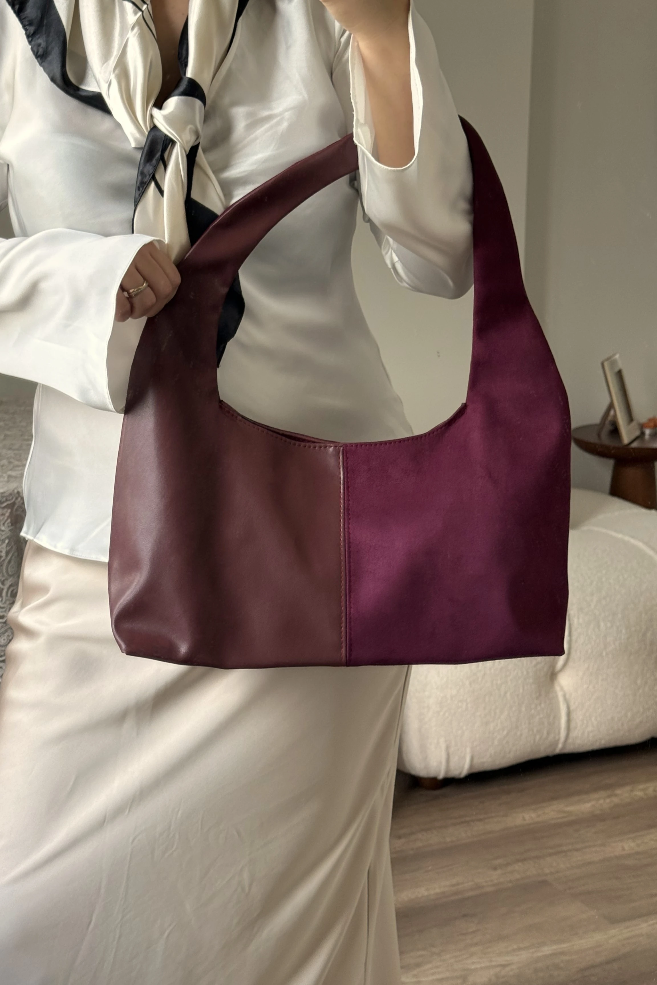 Süet ve Suni Deri Kadın Shopper Vintage Omuz Çantası Norton ST0043