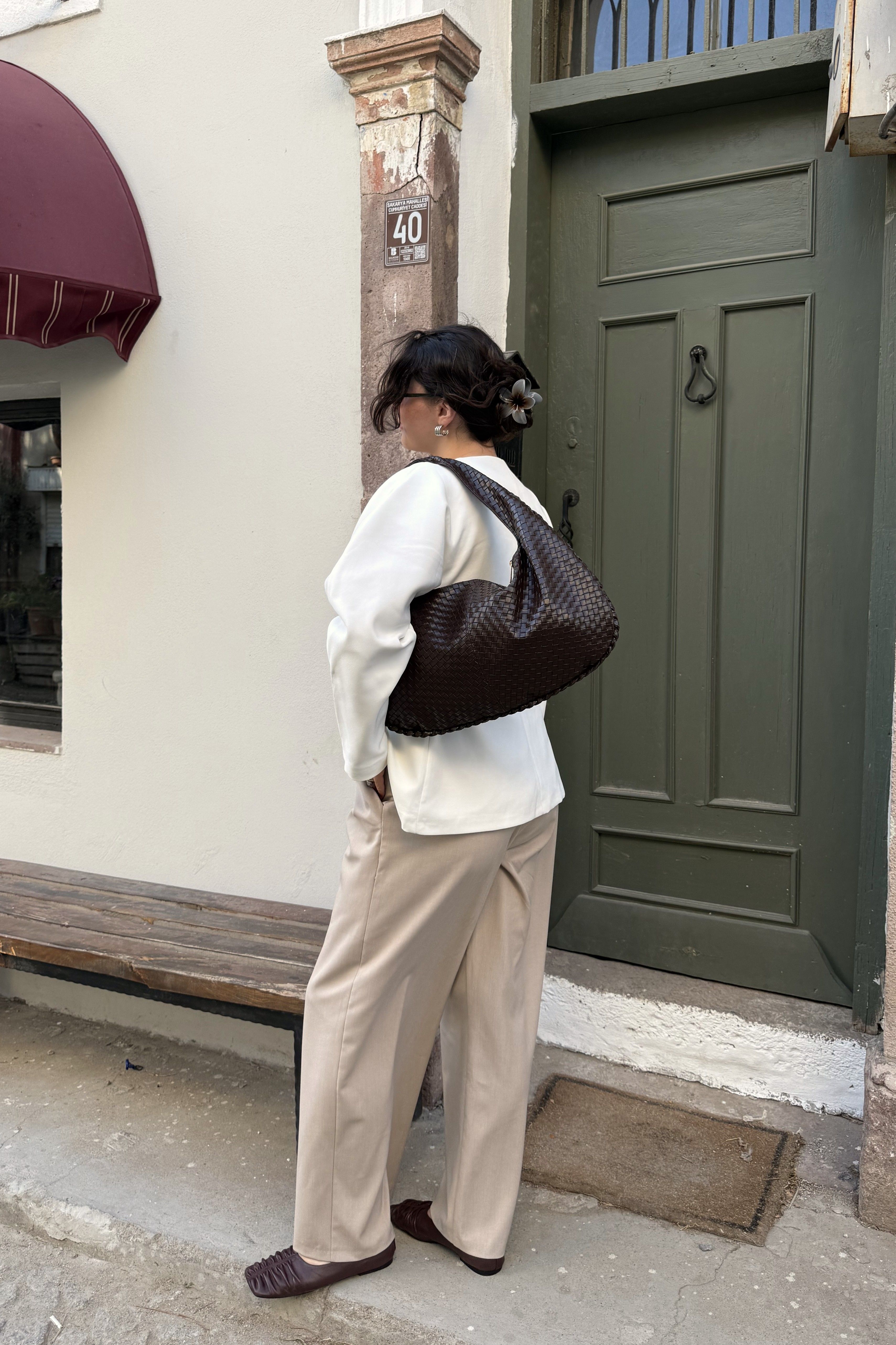 Retro Örgülü Large Kadın El ve Omuz Çanta Viyana ST0008
