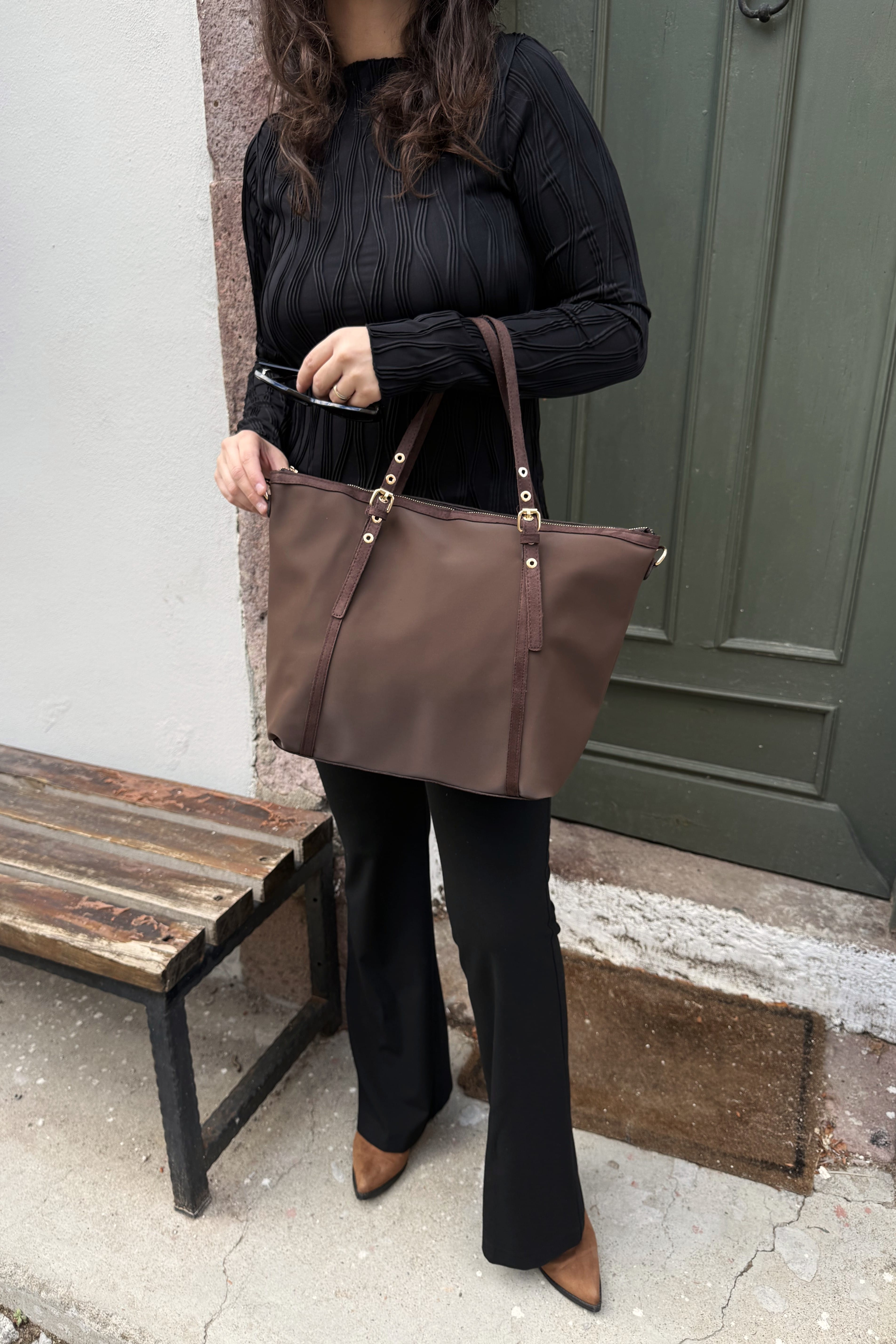 Süet Detaylı Kadın Shopper El ve Omuz Çanta Valenne ST0032