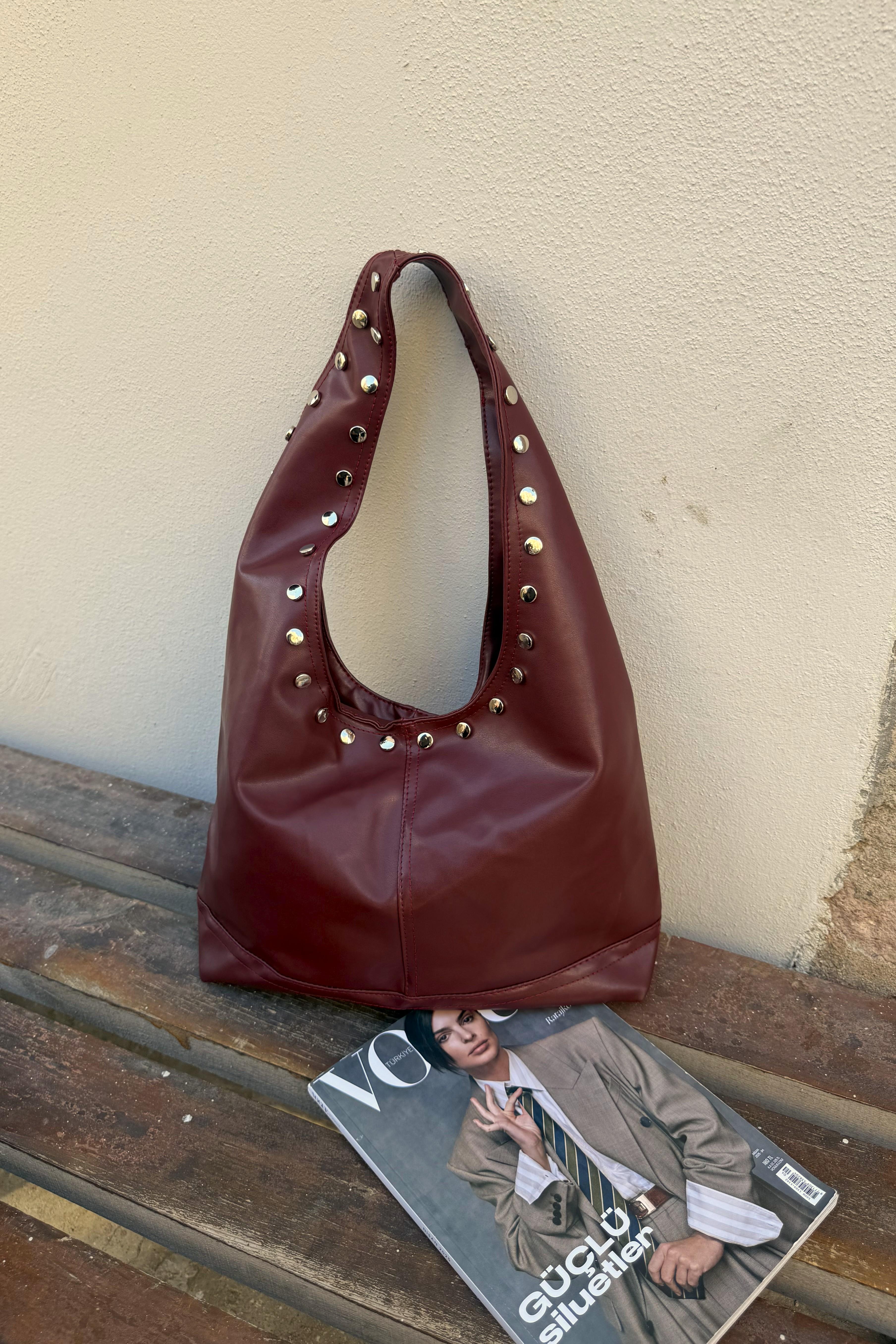 Zımbalı Kadın Salaş Omuz Çanta Poet ST0022 - Bordo
