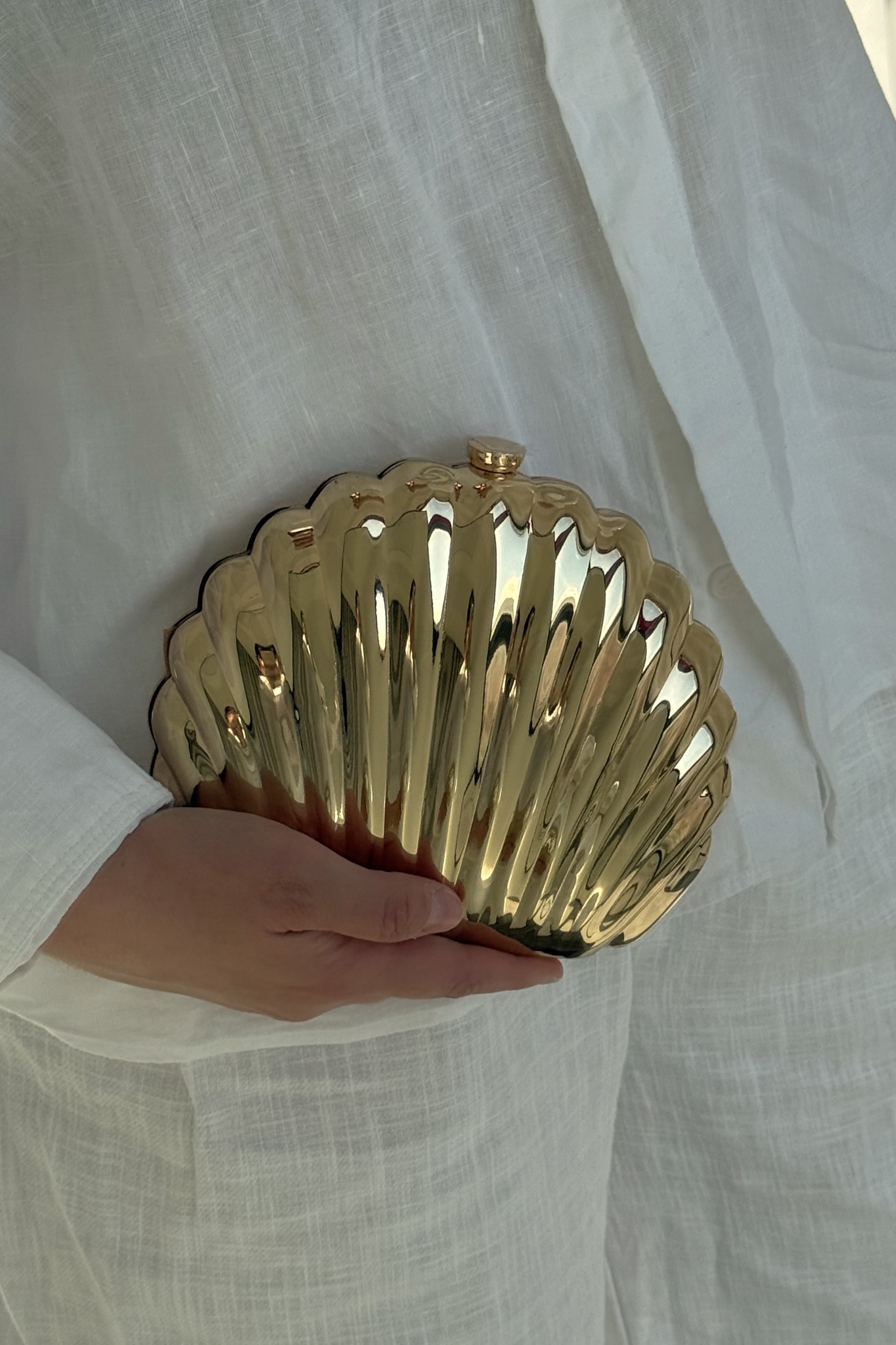 İstiridye Model Abiye Çanta Gold (Özel Stok)