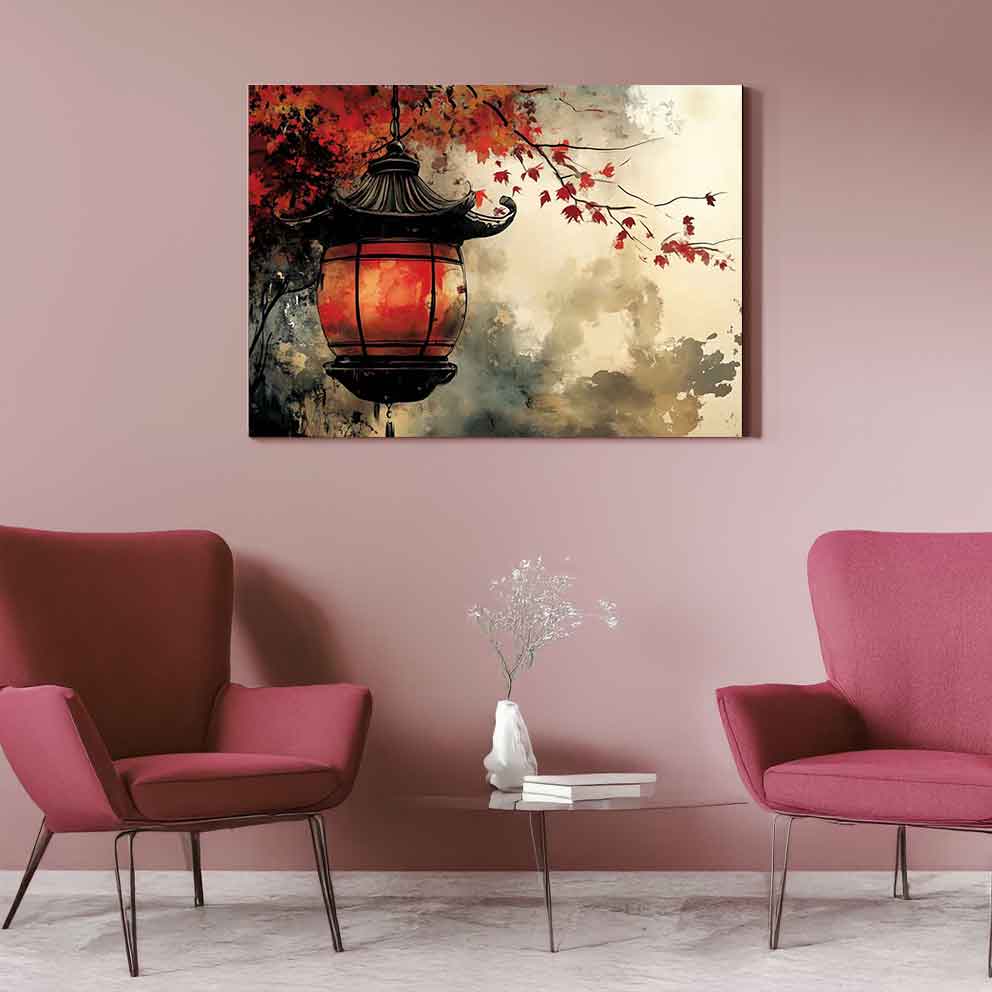 “Japon Feneri Tablo 4 – Kırmızı Siyah Soyut Japon Sanatı Duvar Dekoru” TB_000102