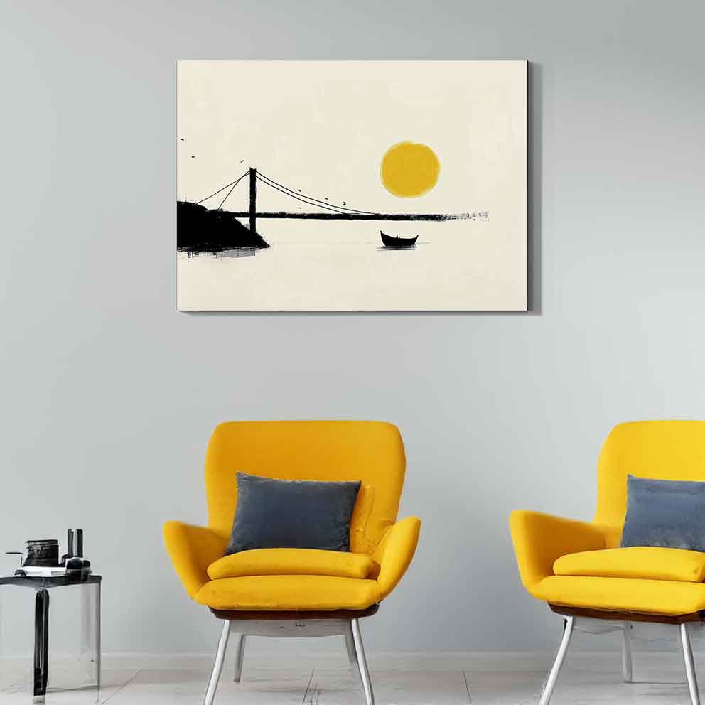 “Sessiz Nehir – Minimal Köprü ve Tekne Temalı Duvar Tablosu” TB_00062