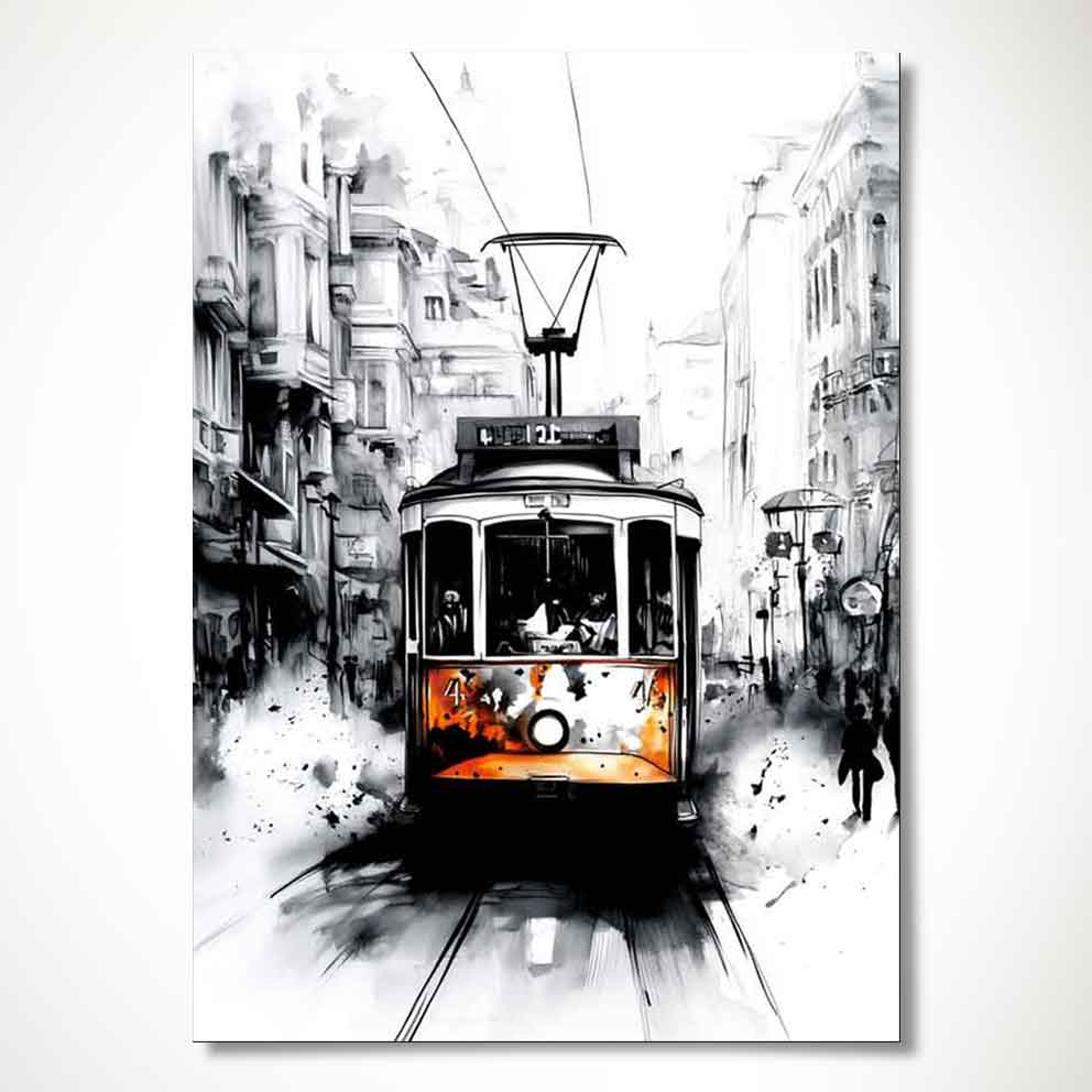 “Şehrin Kalbinde Tramvay - Beyoğlu Sokakları Temalı Modern Sanat Tablosu” TB_00057