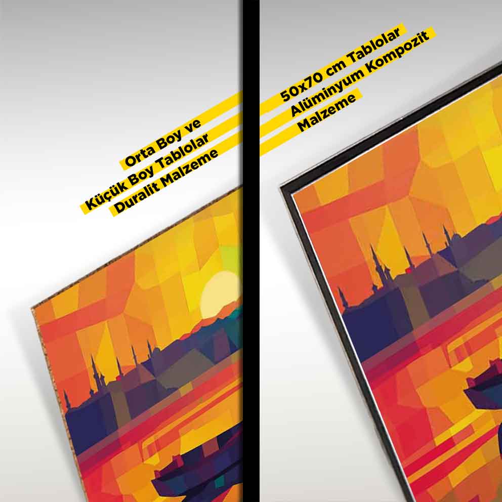 “Renklerin İçinde İstanbul – Gün Batımı ve Sandal Manzaralı Dekoratif Tablo” TB_00054