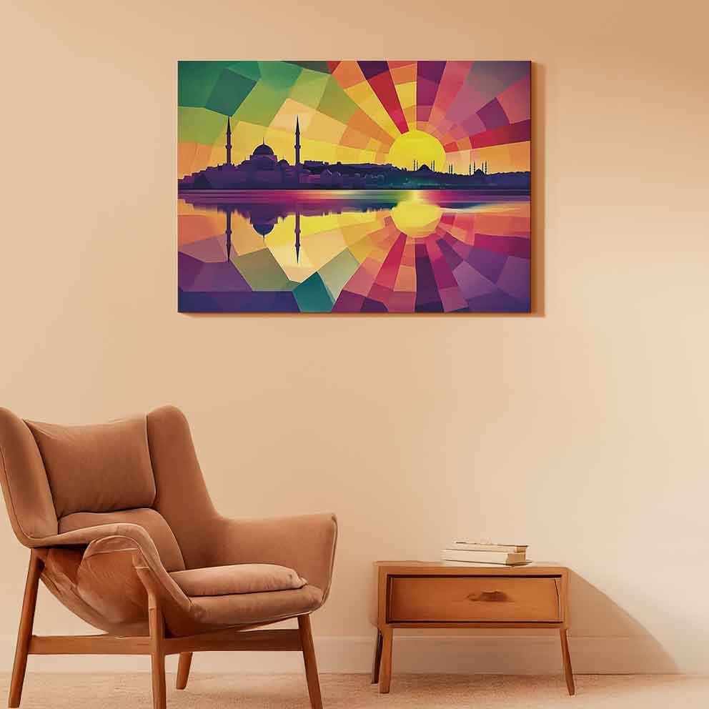 “İstanbul’da Gün Batımı – Renkli Soyut Modern Sanat Tablosu” TB_00051