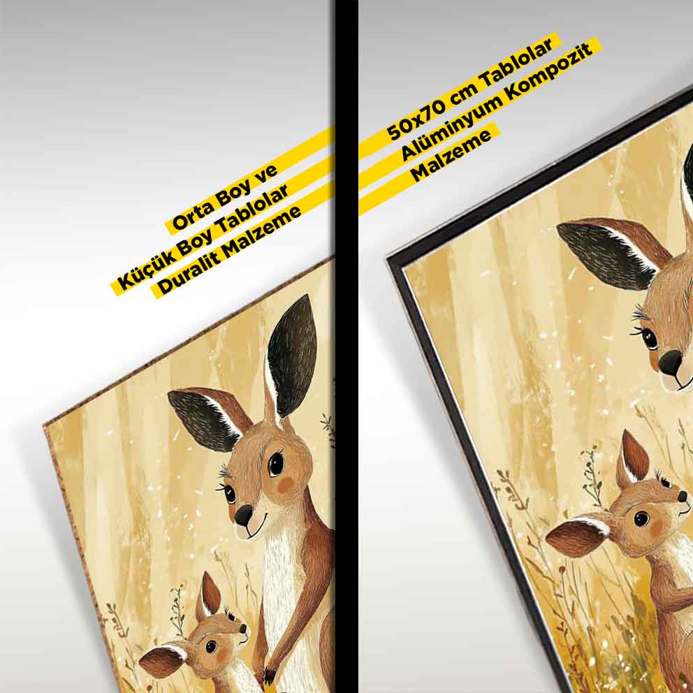 “Kanguru Ailesi – Sıcak Tonlarda Sevimli Hayvan Temalı Tablo” TB_00023