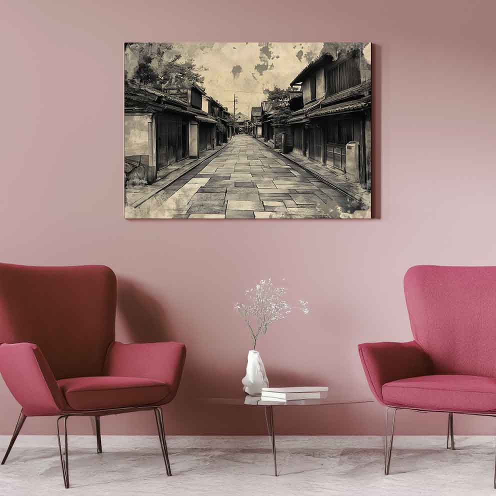 “Japon Sokakları Tablo 7 – Geleneksel Asya Manzara Duvar Dekoru” TB_00111