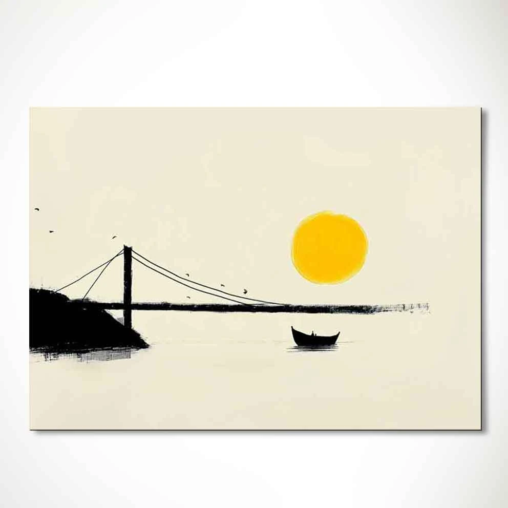 “Sessiz Nehir – Minimal Köprü ve Tekne Temalı Duvar Tablosu” TB_00062