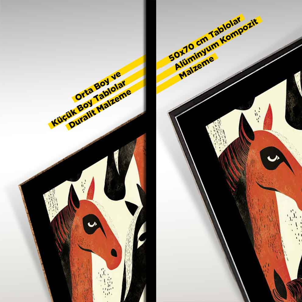 “Renkli At Figürleri – Geometrik Soyut Sanat Tablosu” TB_00019