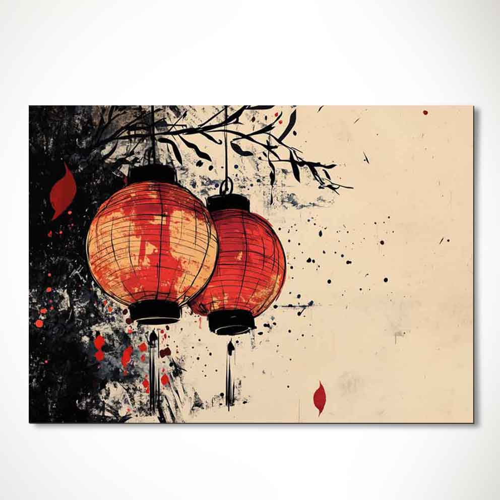 “Japon Kağıt Feneri 2 - Japon Çin Kültürü Soyut Duvar Dekoru” TB_00104