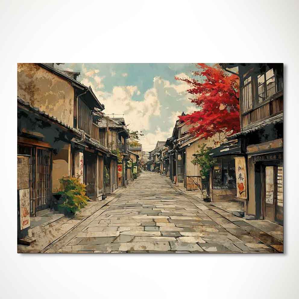 “Japon Sokakları Tablo 9 – Geleneksel Asya Manzara Duvar Dekoru” TB_00113