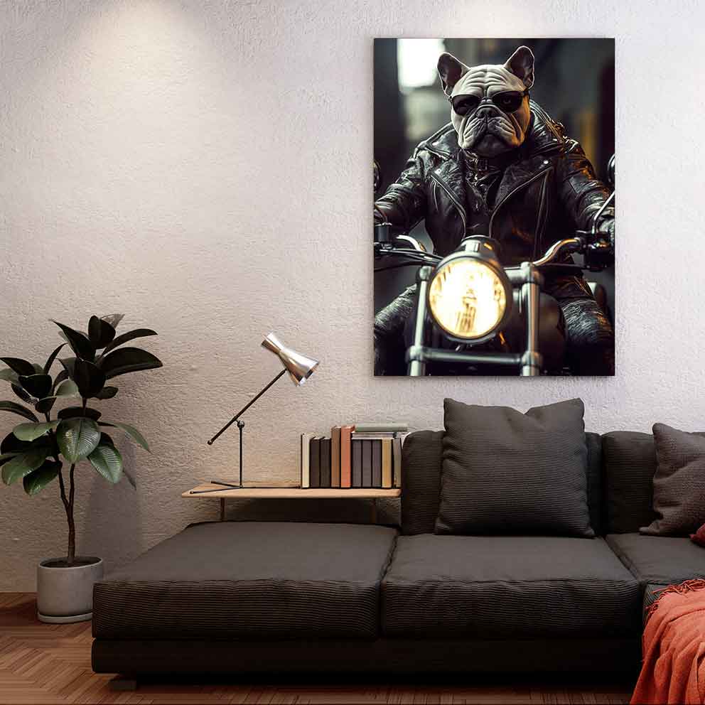 Motosikletli Bulldog Tablo  "Hayvan Temalı Modern Duvar Dekoru" TB_00009