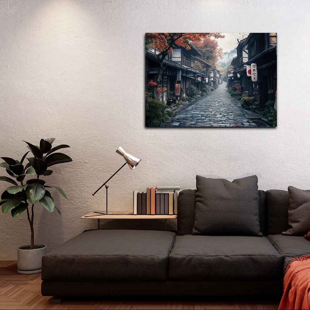“Japon Sokakları Tablo 3 – Geleneksel Asya Manzara Duvar Dekoru” TB_00108