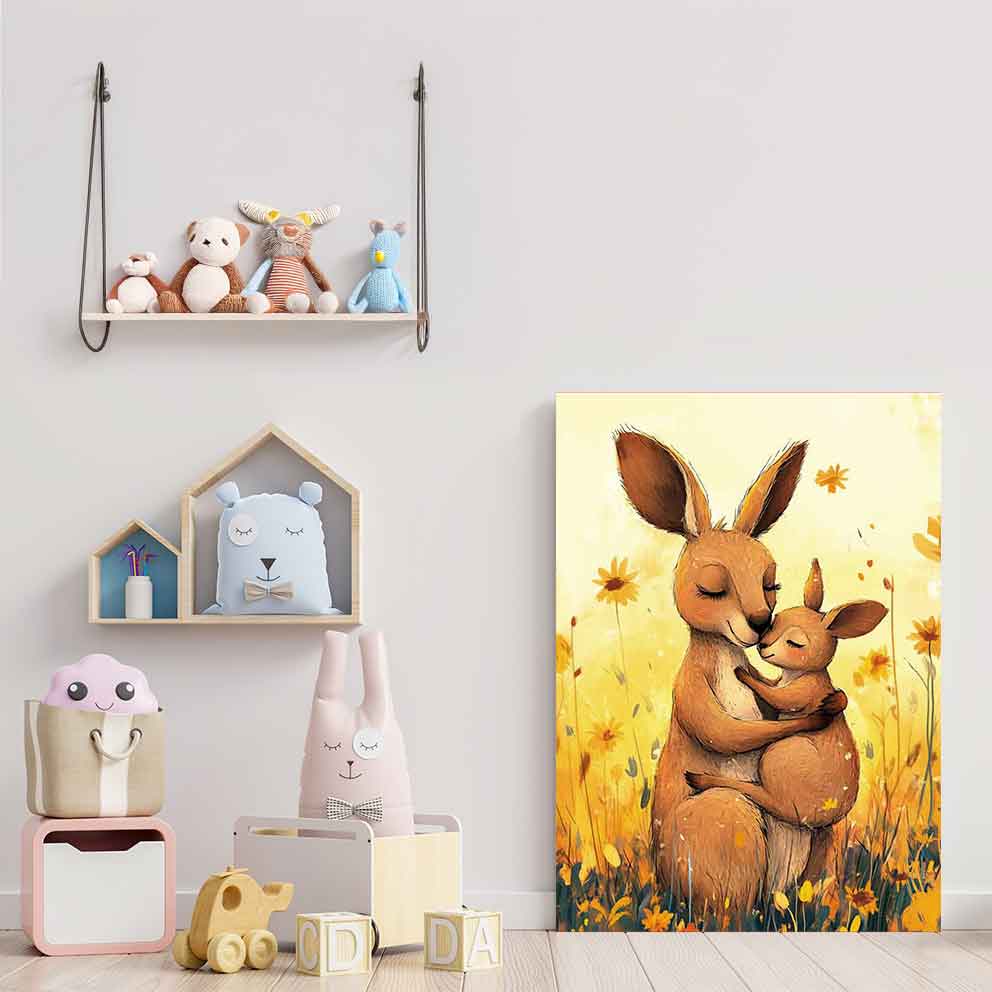 “Kanguru Ailesi 2 – Sıcak Tonlarda Sevimli Hayvan Temalı Tablo” TB_00024