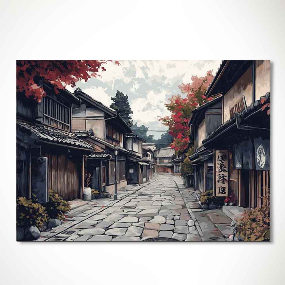 “Japon Sokakları Tablo – Geleneksel Asya Manzara Duvar Dekoru” TB_00106