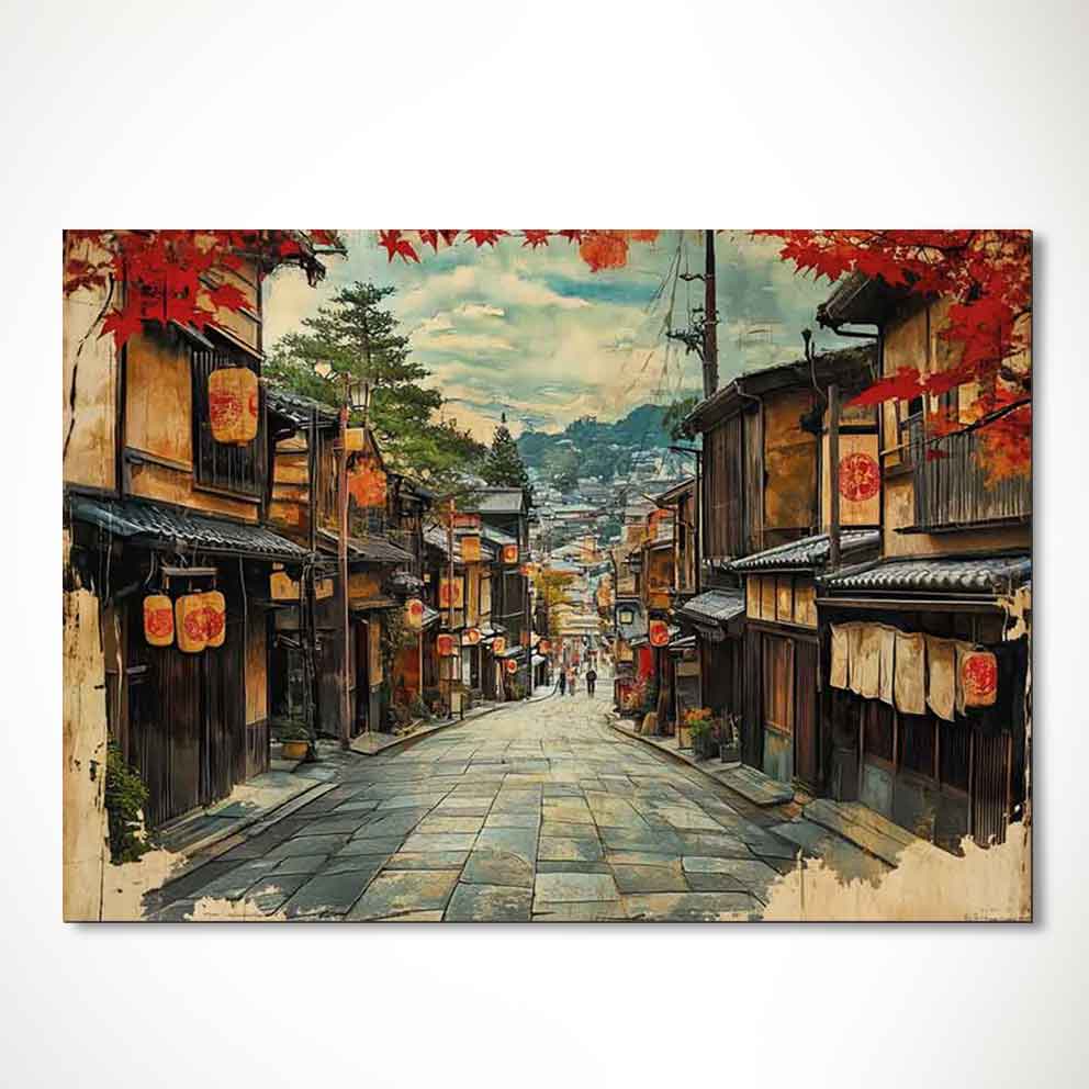 “Japon Sokakları Tablo 2 – Geleneksel Asya Manzara Duvar Dekoru” TB_00107