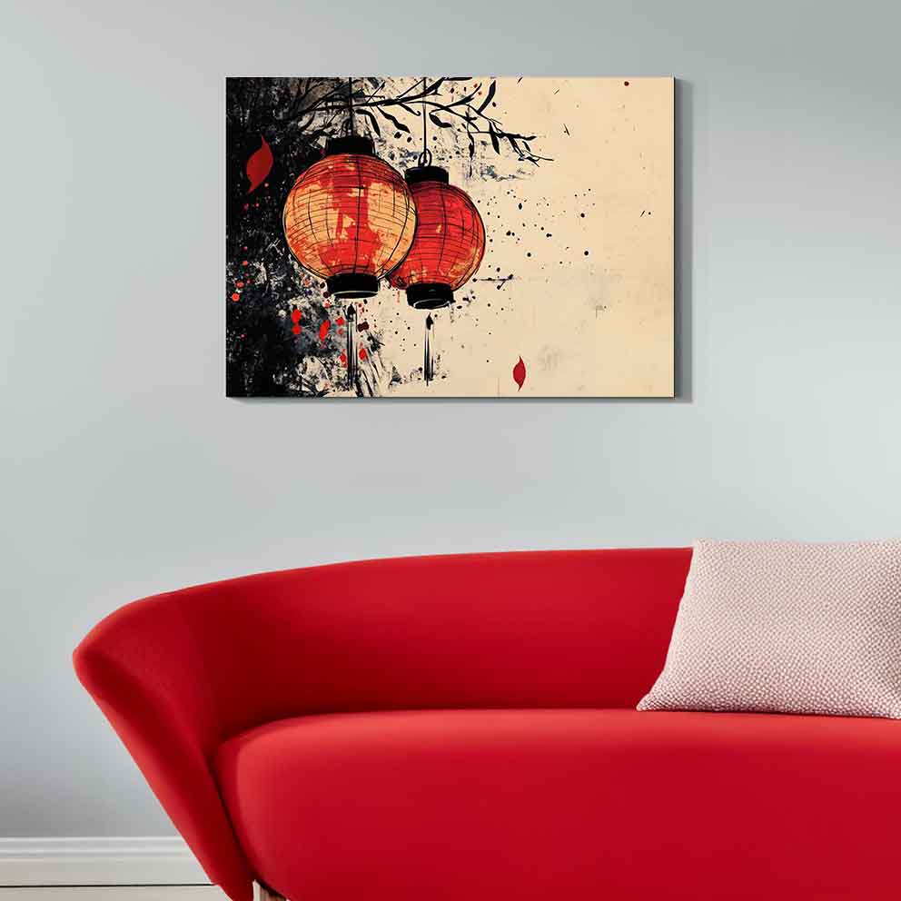 “Japon Kağıt Feneri 2 - Japon Çin Kültürü Soyut Duvar Dekoru” TB_00104