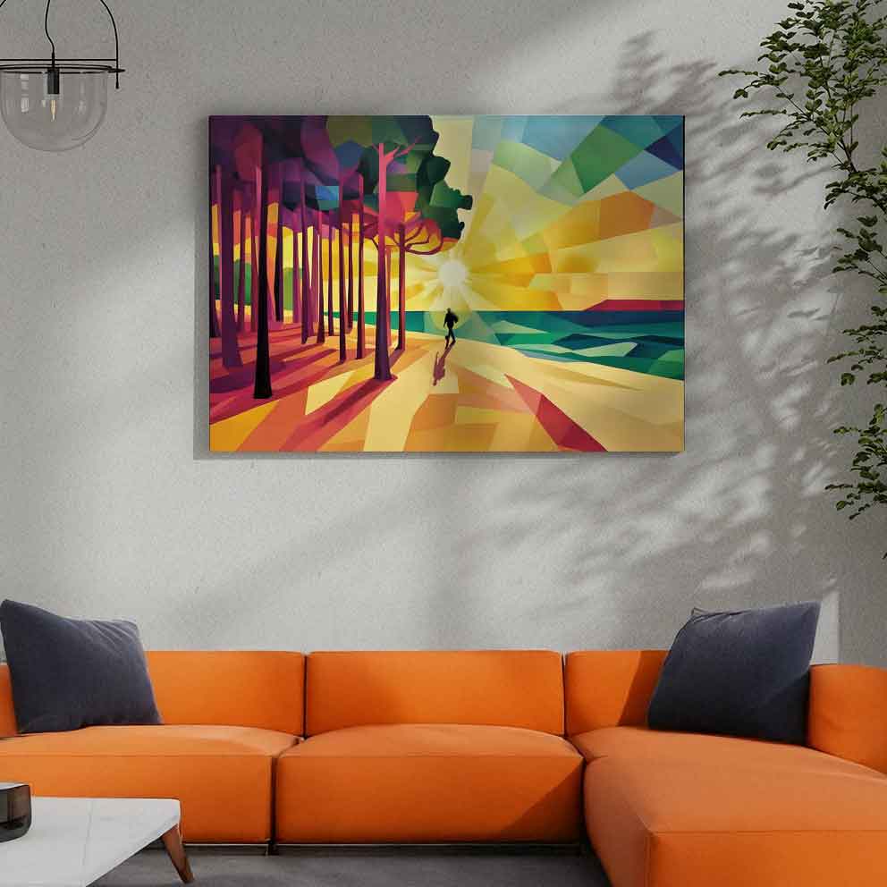 “Renklerin Dansı 2 – Soyut Doğa ve Deniz Manzaralı Sanat Tablosu”TB_00046