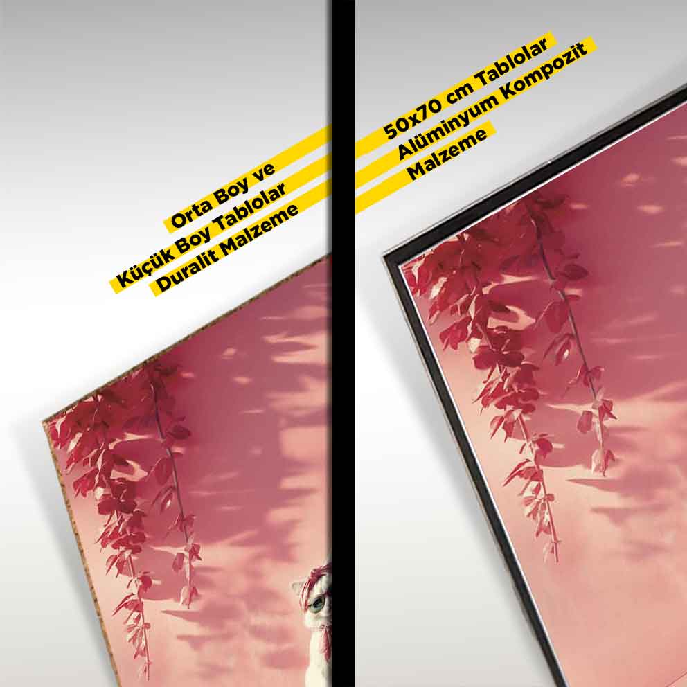 Tarz Sahibi Kedi Tablo 3 "Pembe Bandanalı Modern Kedi Poster" TB_00012
