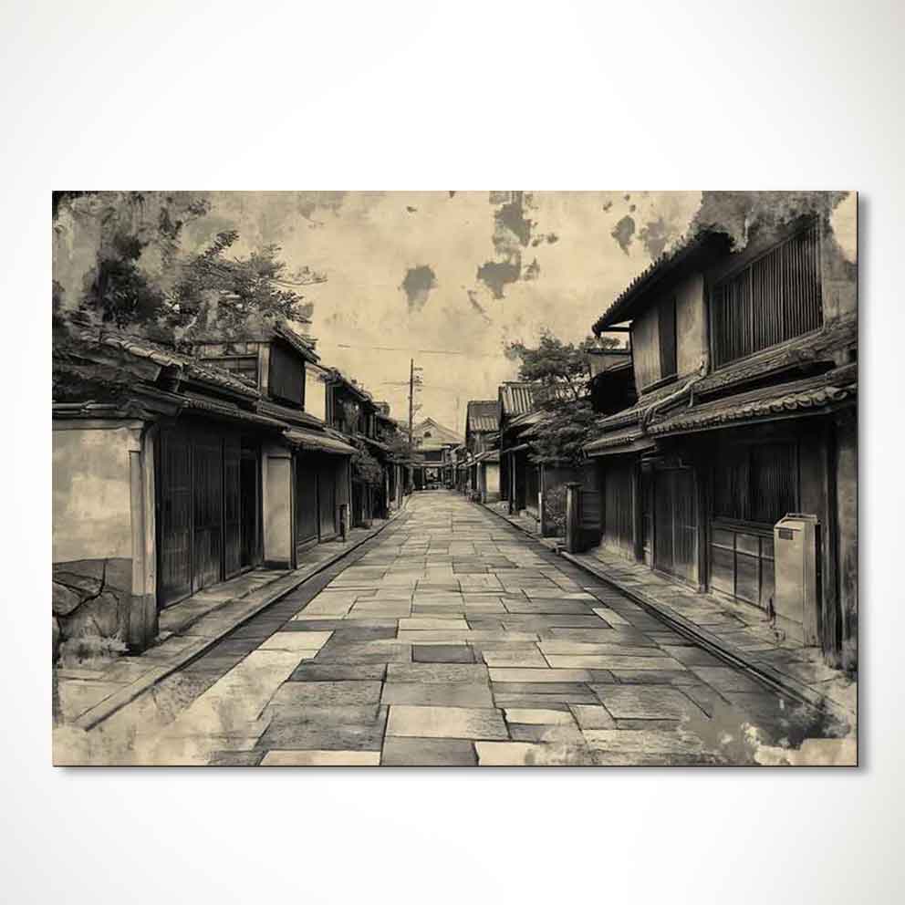“Japon Sokakları Tablo 7 – Geleneksel Asya Manzara Duvar Dekoru” TB_00111