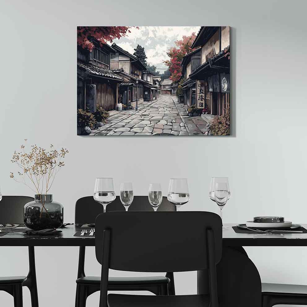 “Japon Sokakları Tablo – Geleneksel Asya Manzara Duvar Dekoru” TB_00106
