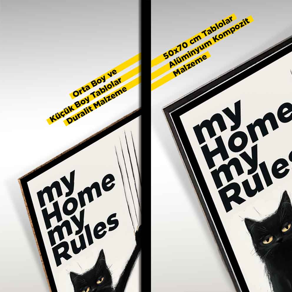 “Asi Kedi – My Home My Rules Yazılı Mizahi Duvar Tablosu” TB_00021