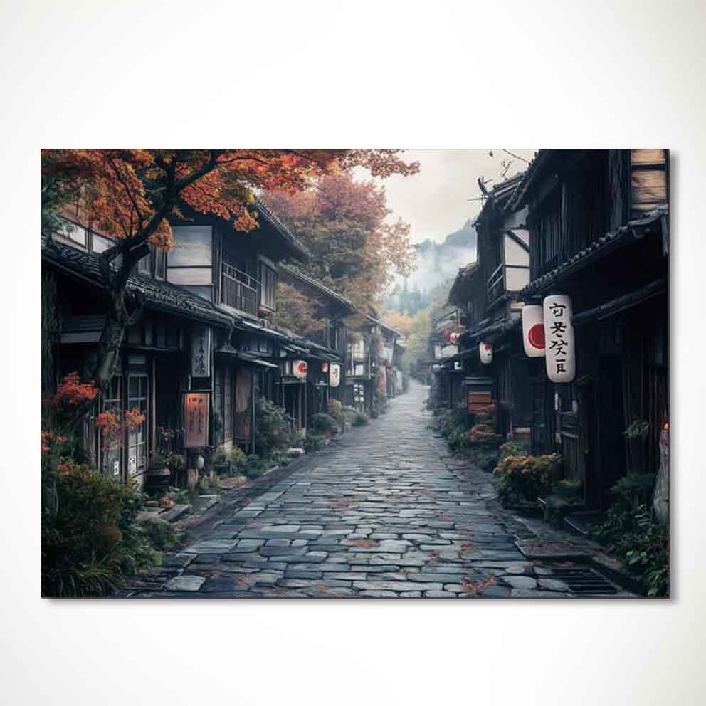 “Japon Sokakları Tablo 3 – Geleneksel Asya Manzara Duvar Dekoru” TB_00108