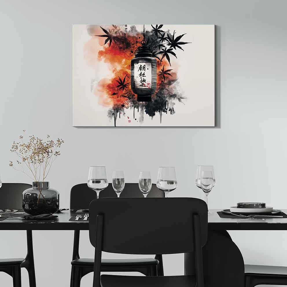 “Japon Feneri Tablo 2 – Kırmızı Siyah Soyut Japon Sanatı Duvar Dekoru” TB_00100