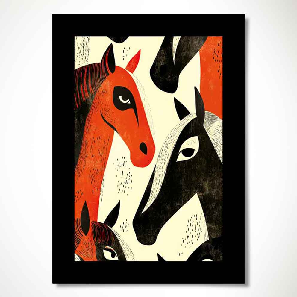 “Renkli At Figürleri – Geometrik Soyut Sanat Tablosu” TB_00019