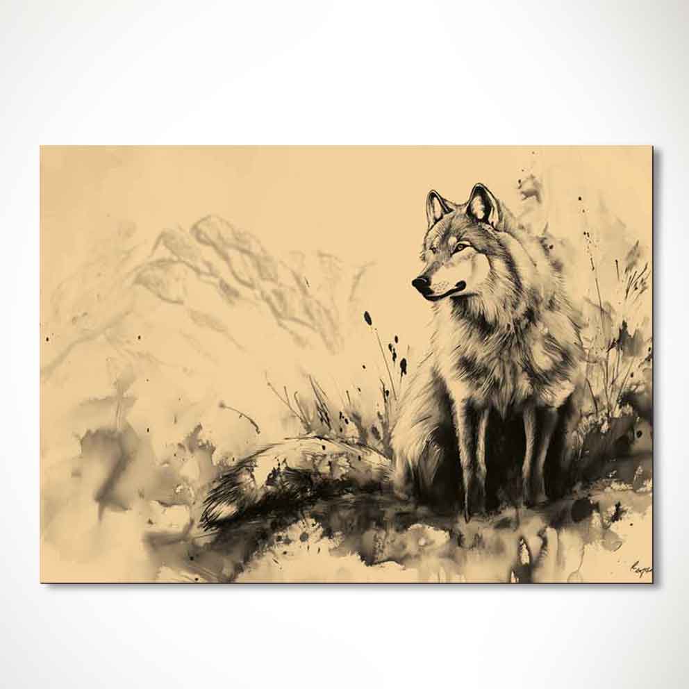 “Bozkırın Kurdu – Siyah Beyaz Sanatsal Doğa Tablosu” TB_00028