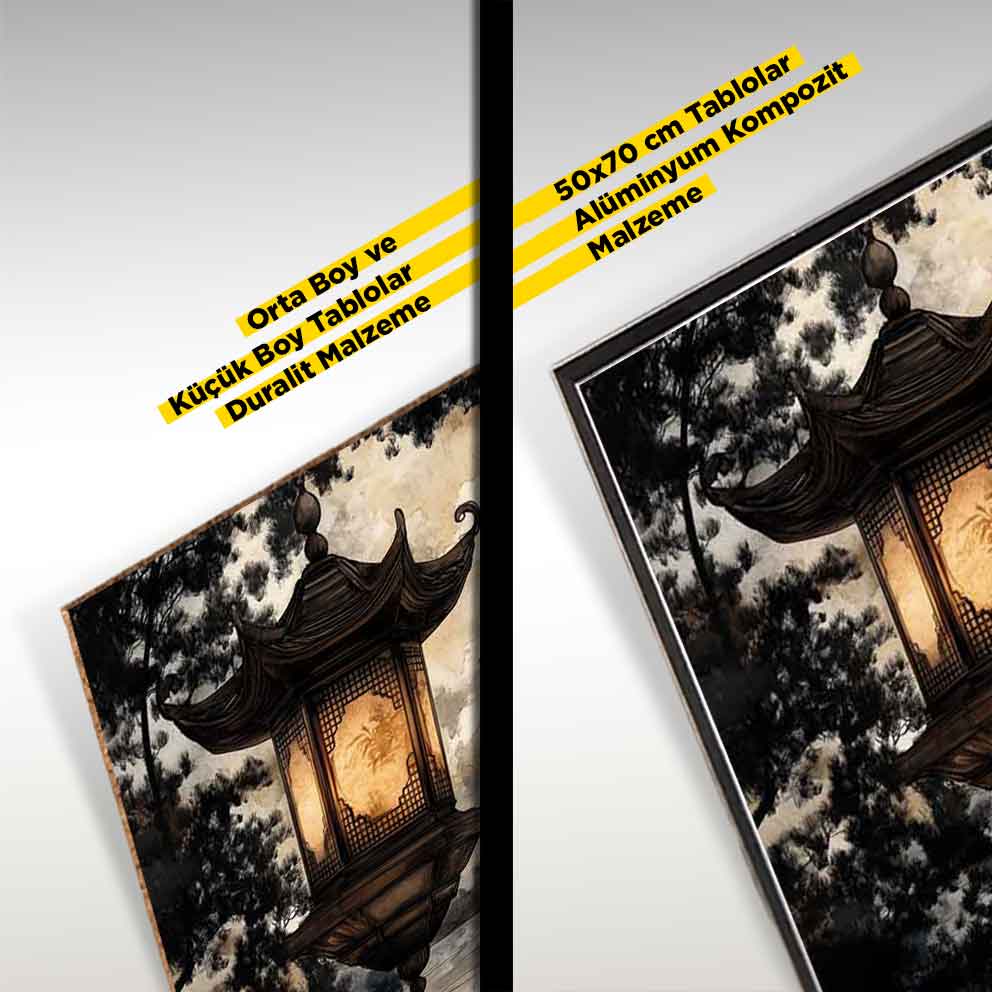 “Japon Feneri Tablo 3 – Kırmızı Siyah Soyut Japon Sanatı Duvar Dekoru”  TB_00101