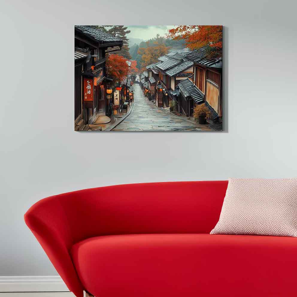 “Japon Sokakları Tablo 6 – Geleneksel Asya Manzara Duvar Dekoru” TB_00110