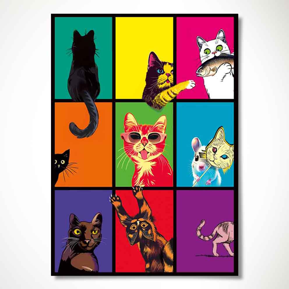 “Oyuncu Kediler – Eğlenceli Modern Sanat Poster Tablo”TB_00031