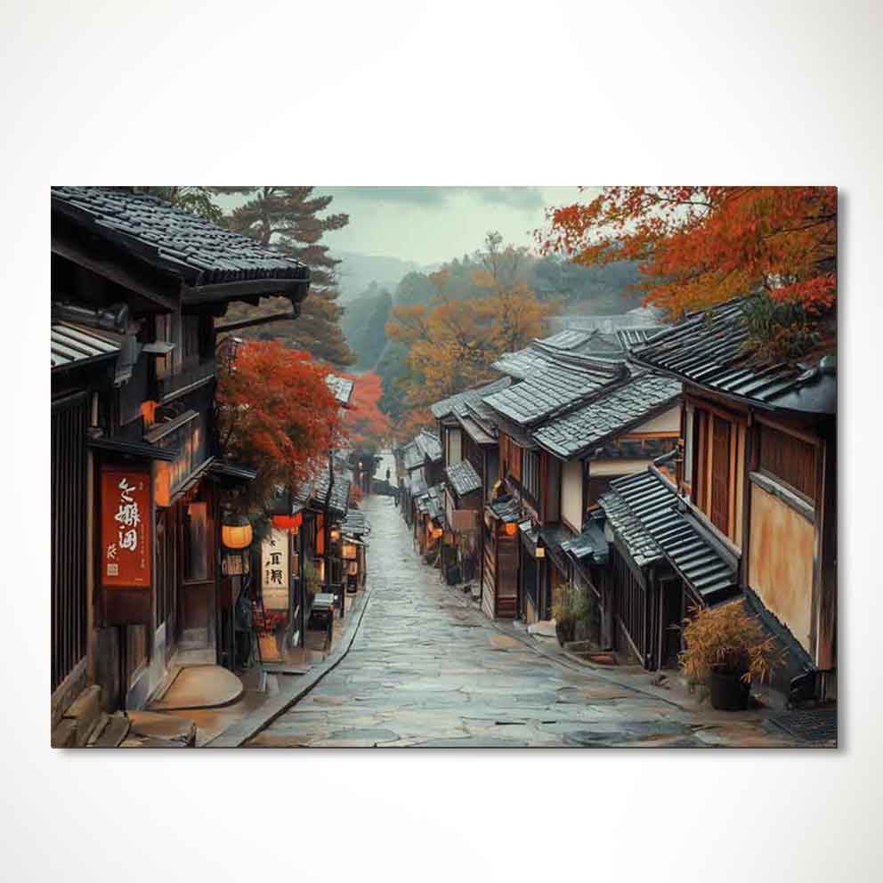 “Japon Sokakları Tablo 6 – Geleneksel Asya Manzara Duvar Dekoru” TB_00110