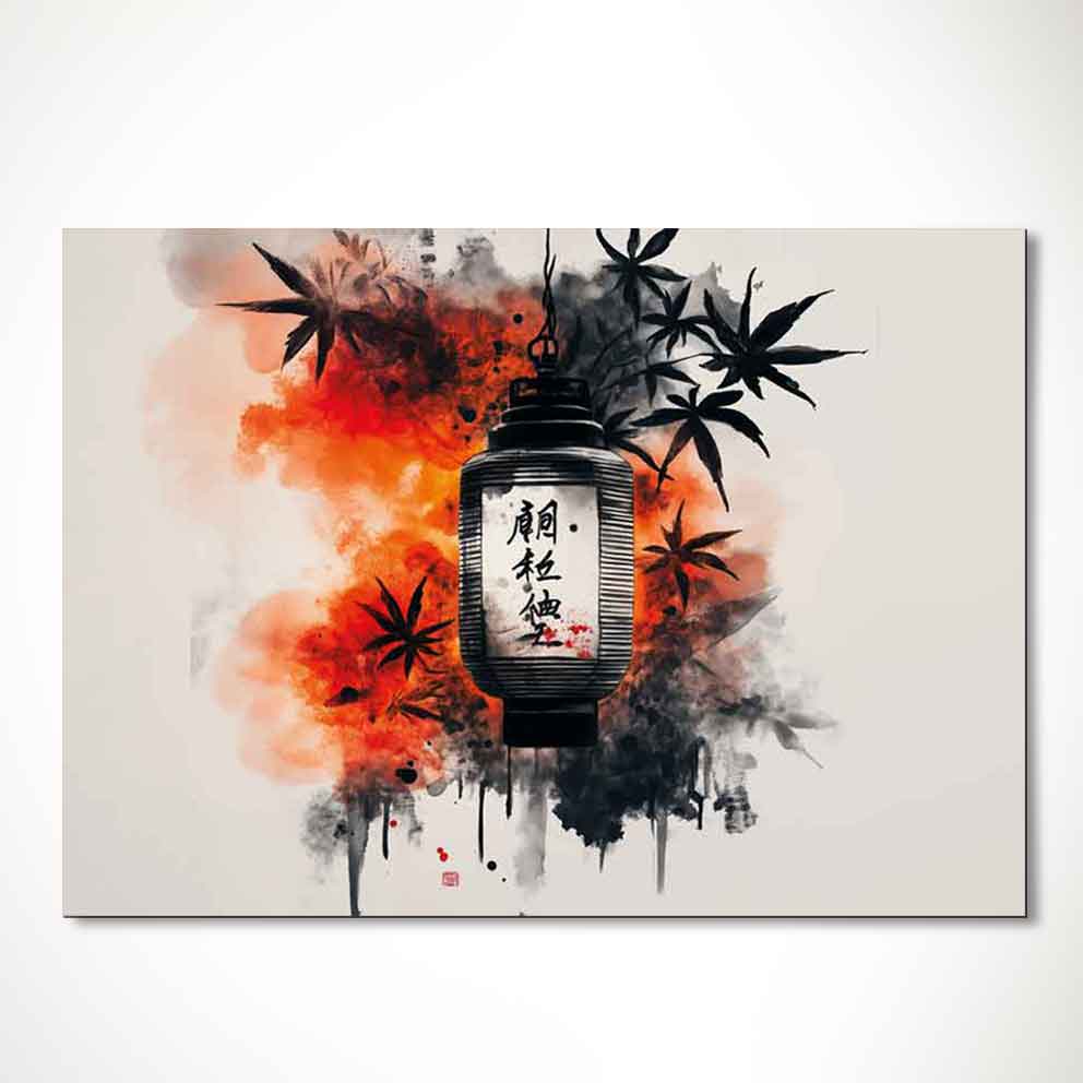 “Japon Feneri Tablo 2 – Kırmızı Siyah Soyut Japon Sanatı Duvar Dekoru” TB_00100