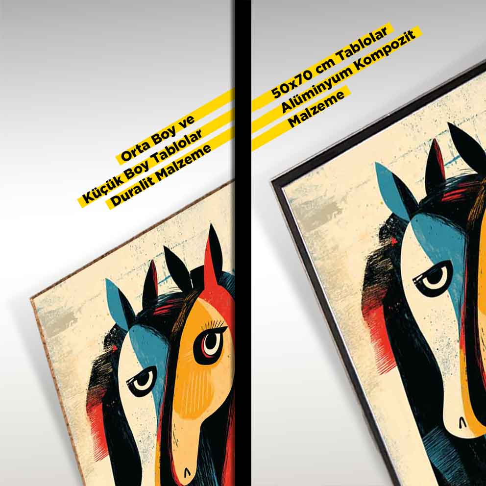 Aşık Atlar Retro Popart Geometrik Soyut Tablo TB_00004