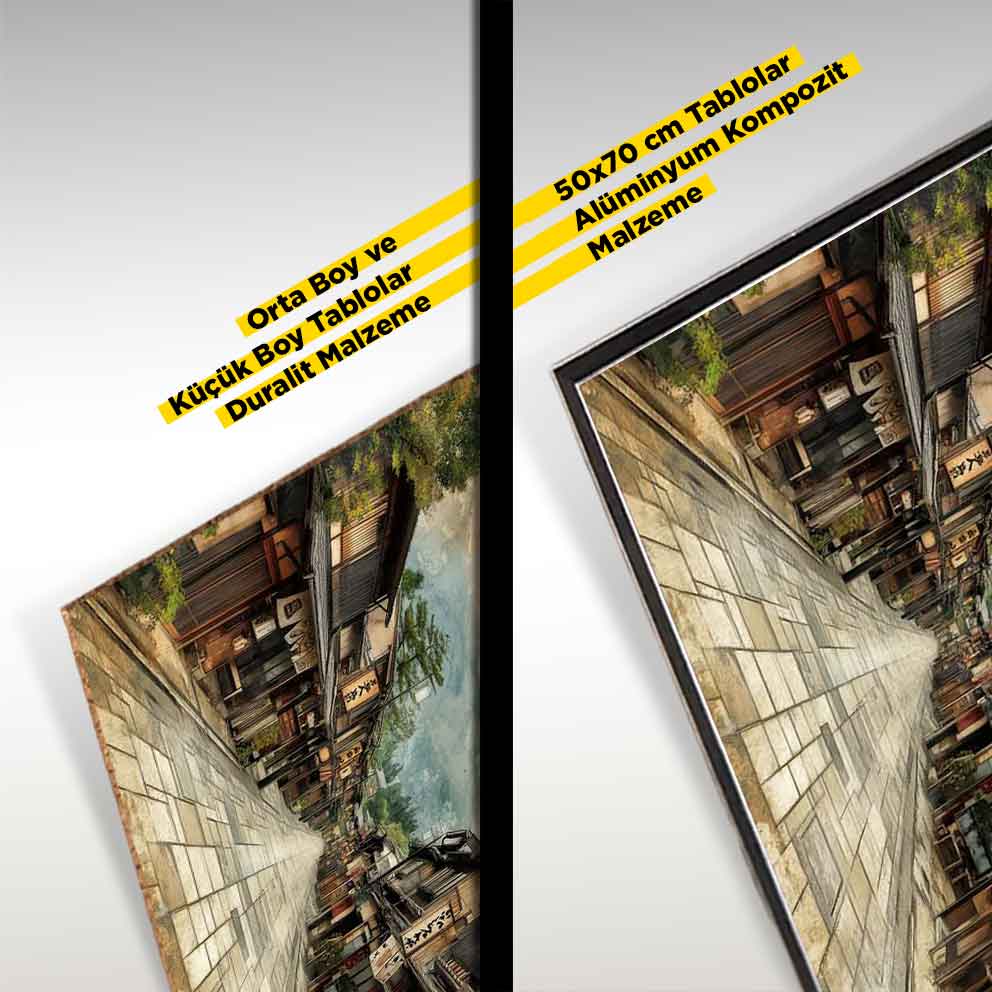 “Japon Sokakları Tablo 4 – Geleneksel Asya Manzara Duvar Dekoru” TB_00109