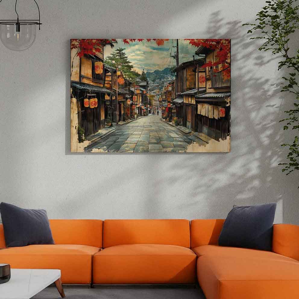 “Japon Sokakları Tablo 2 – Geleneksel Asya Manzara Duvar Dekoru” TB_00107