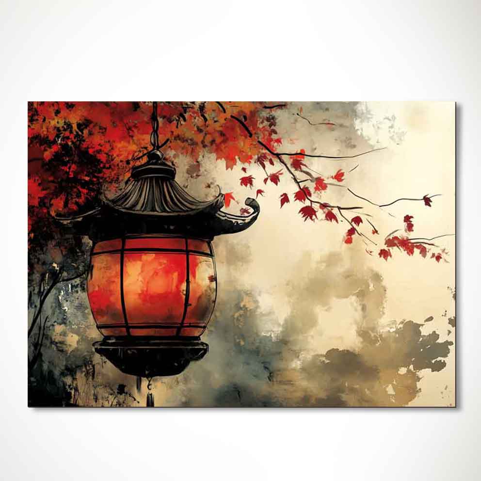“Japon Feneri Tablo 4 – Kırmızı Siyah Soyut Japon Sanatı Duvar Dekoru” TB_000102