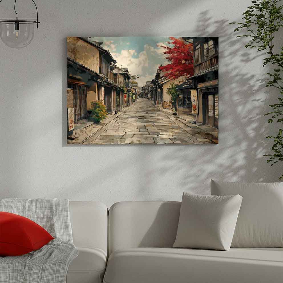 “Japon Sokakları Tablo 9 – Geleneksel Asya Manzara Duvar Dekoru” TB_00113