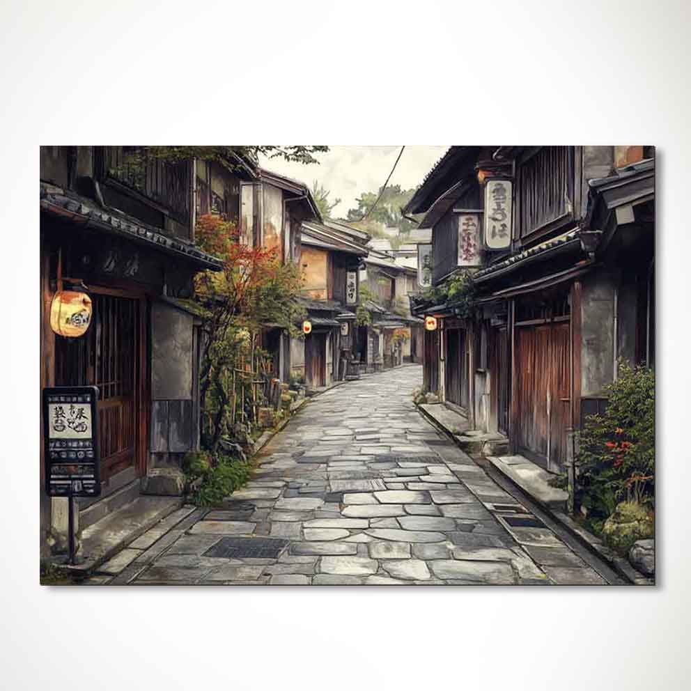 “Japon Sokakları Tablo 11 – Geleneksel Asya Manzara Duvar Dekoru” TB_00115