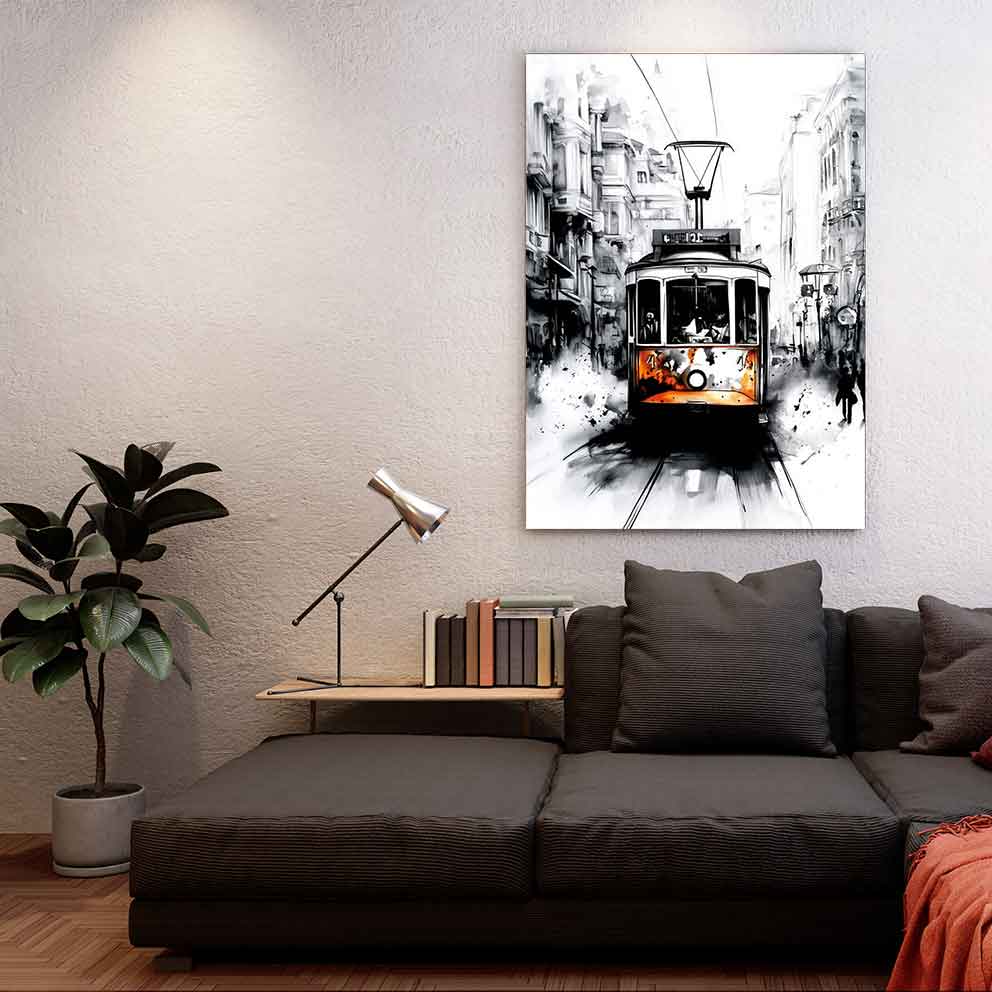 “Şehrin Kalbinde Tramvay - Beyoğlu Sokakları Temalı Modern Sanat Tablosu” TB_00057