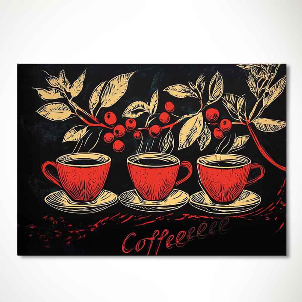 “Üç Fincan Hikaye - Modern Mutfak ve Kafe Dekoru” TB_00073