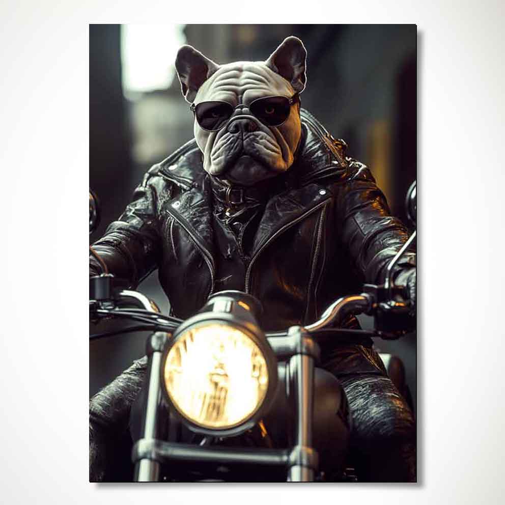 Motosikletli Bulldog Tablo  "Hayvan Temalı Modern Duvar Dekoru" TB_00009