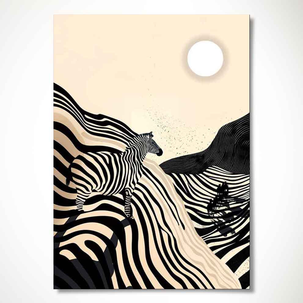 “Zebra Rüyası  – Minimalist Çizgisel Modern Sanat Tablosu”TB_00035