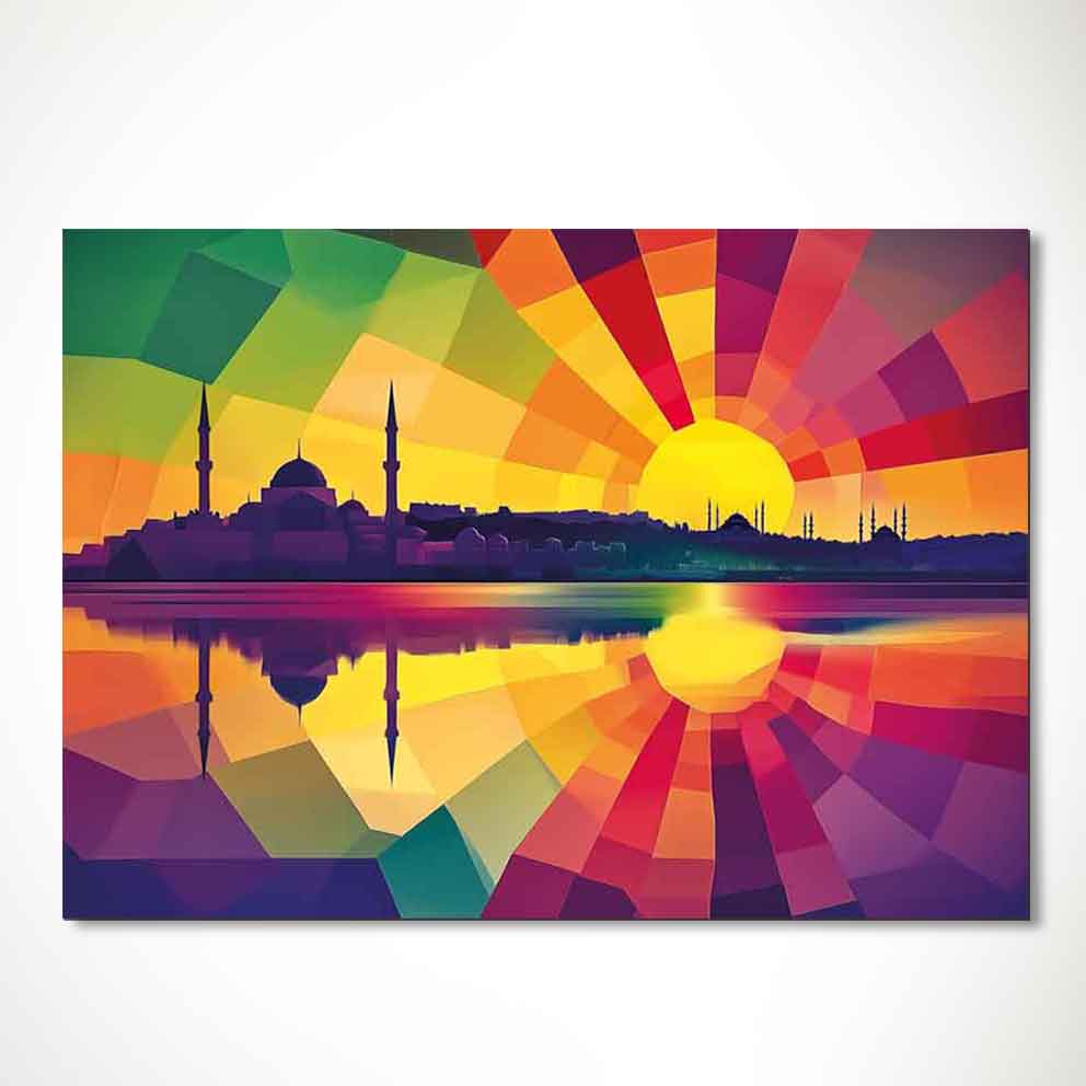“İstanbul’da Gün Batımı – Renkli Soyut Modern Sanat Tablosu” TB_00051