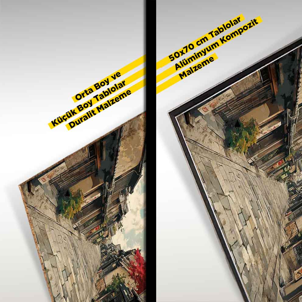 “Japon Sokakları Tablo 9 – Geleneksel Asya Manzara Duvar Dekoru” TB_00113