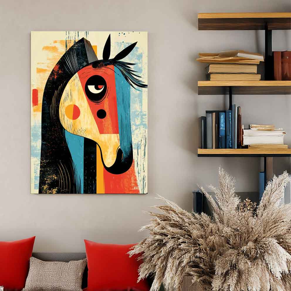 Aşık Atlar Retro Popart Geometrik Soyut Tablo TB_00004