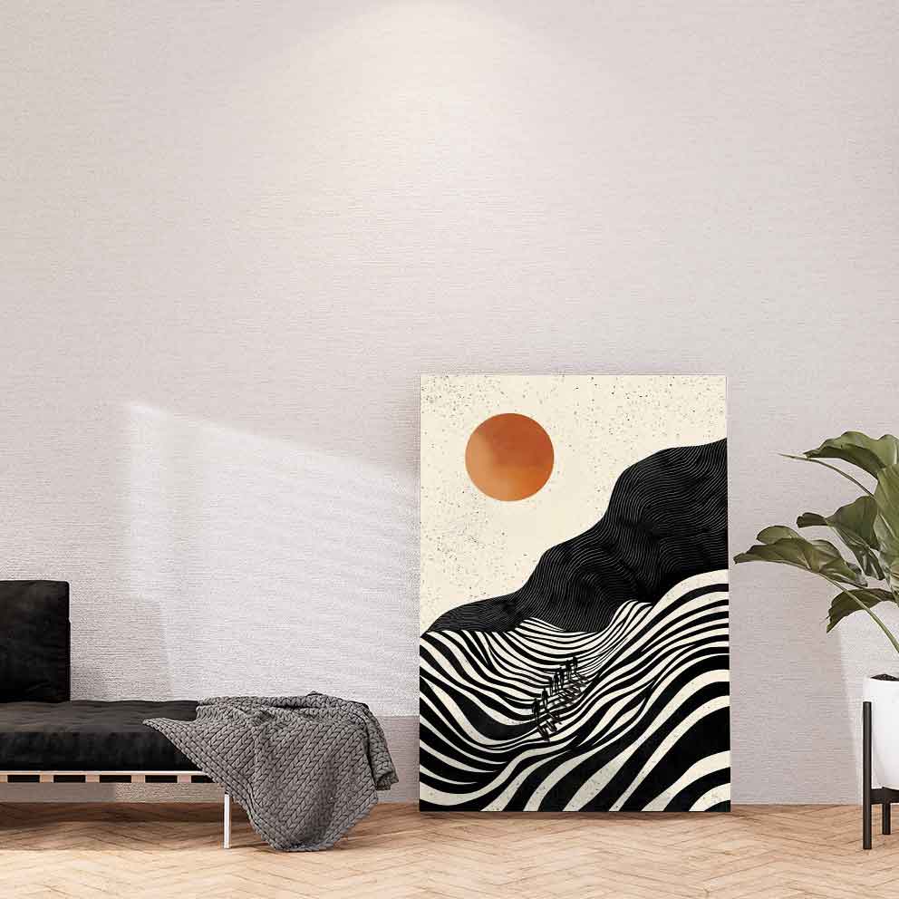 “Kızıl Güneş – Soyut Doğa Temalı Modern Dekoratif Tablo” TB_00037